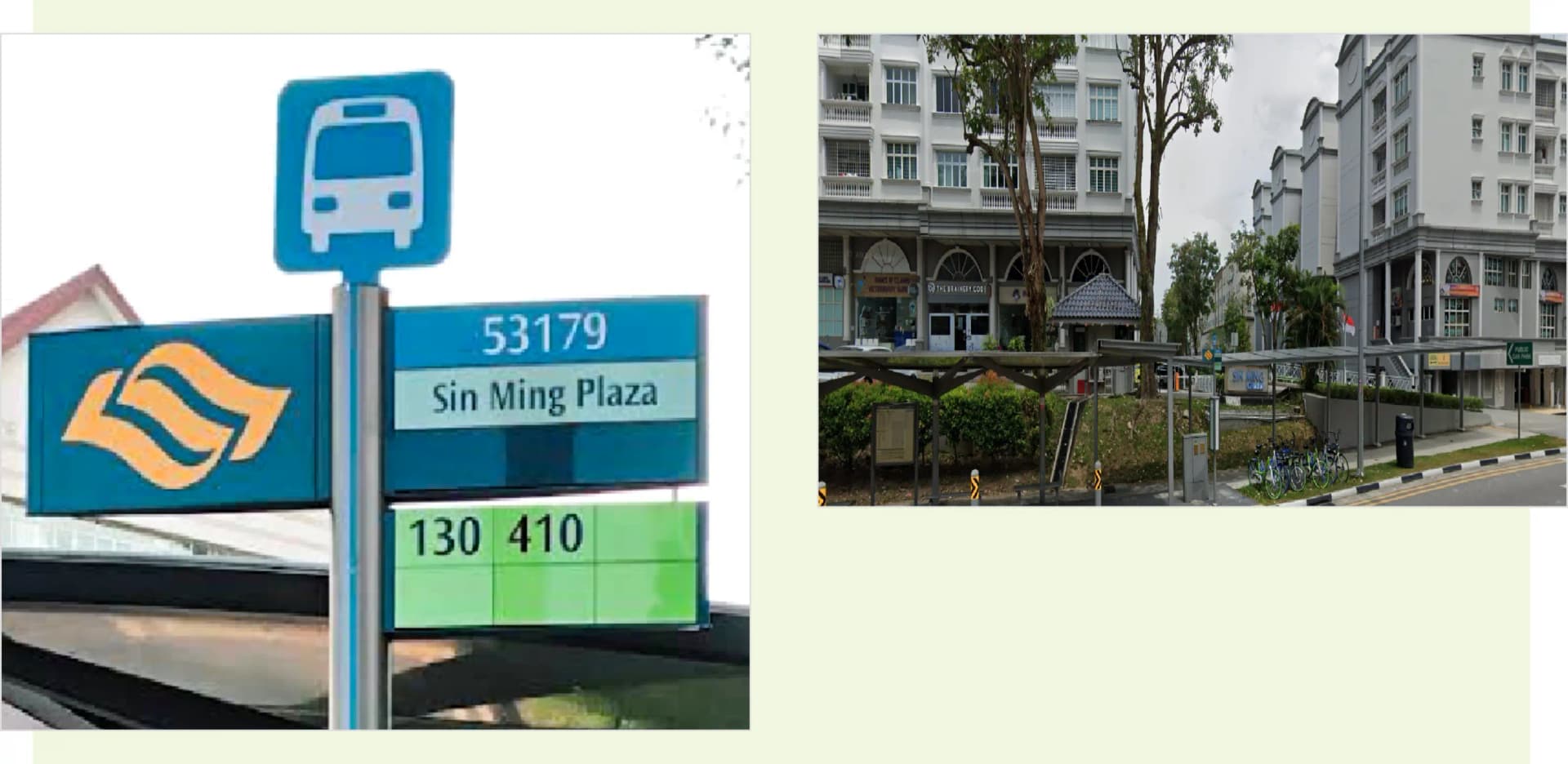 img-When you arrive at the bus stop, simply
walk straight ahead toward Sin Ming Plaza